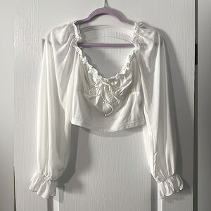 SHEIN, Medium, White, Long Sleeve Crop Top